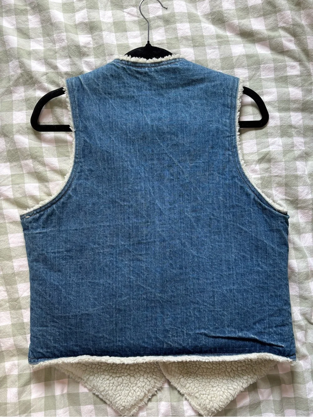 Levi's Blue Denim Sherpa Vest with Cream Lining